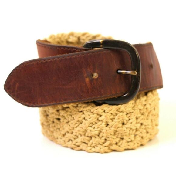 VTG CORD BRAIDED BRAWN GENUINE LEATHER 1 3/4"Wd CASUAL WOMEN'S BELT Sz M/L (15D - Picture 5 of 8